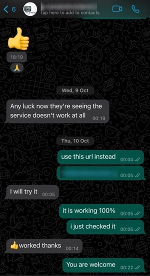 testimonials whatsapp screenshot